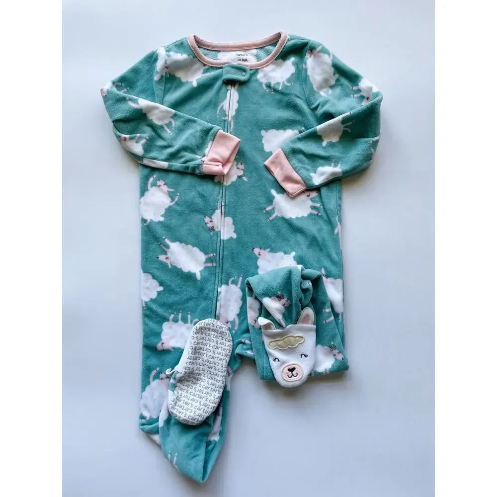 Carter's Girls 4T Fleece Sheep Footie Pajamas